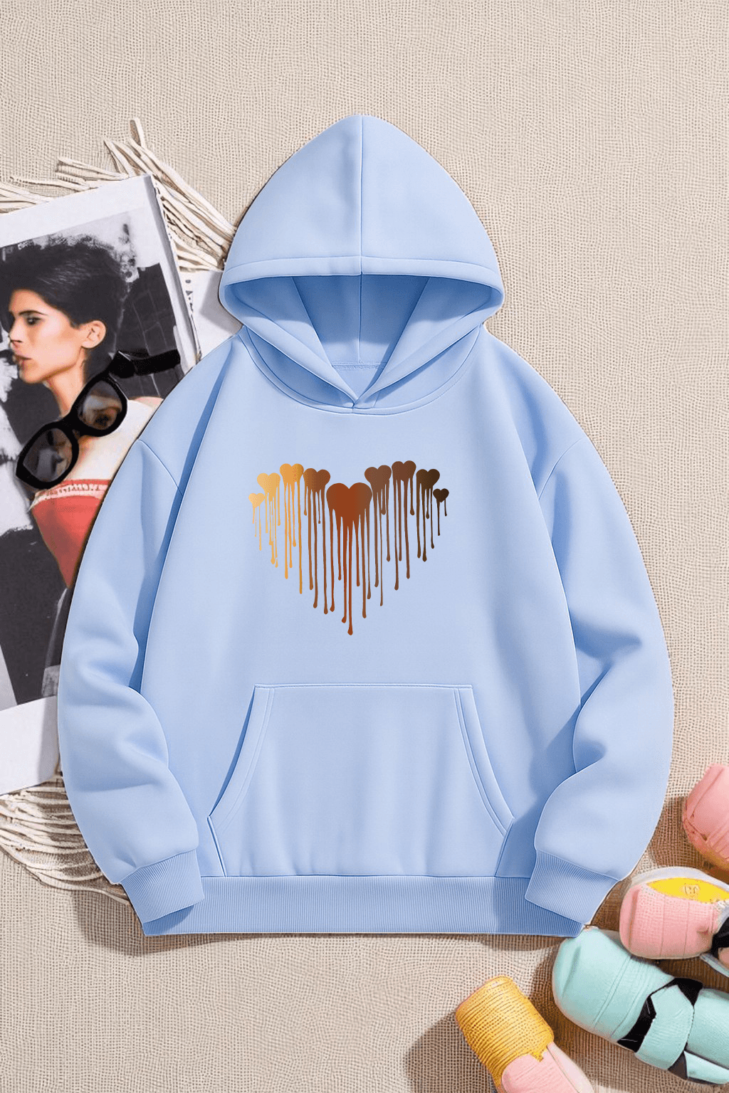 Unisex ERİYEN KALPLER Tasarım Basklı Sweatshirt
