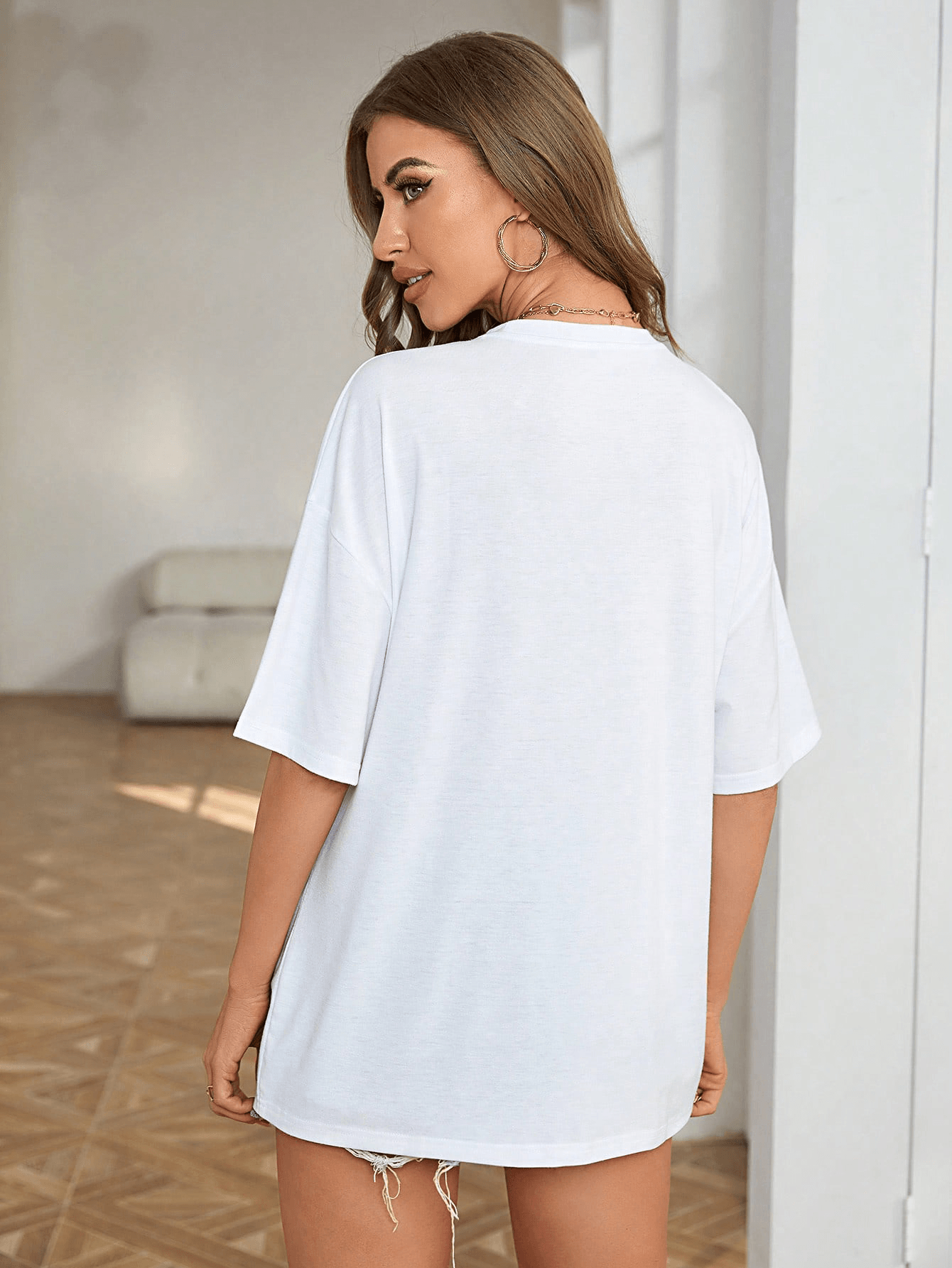 Unisex Parlayan Tasli Kopek Baligi Baskılı Tasarım Tshirt