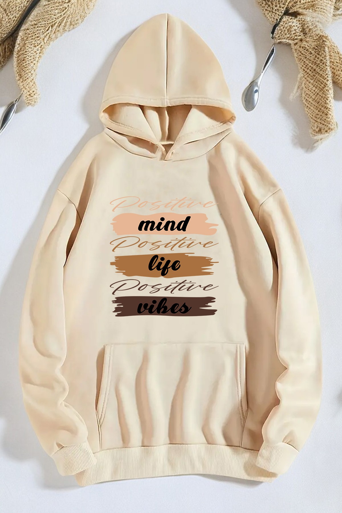 Mind Life Vibes Baskılı Oversize Sweatshirt