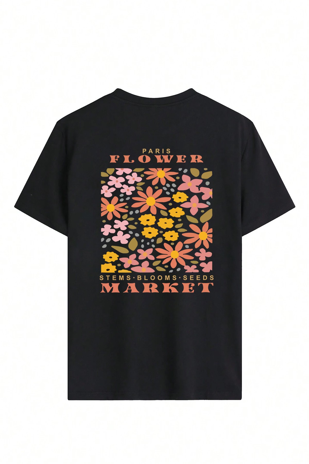 Paris Flower Baskılı Unisex Oversize Tshirt