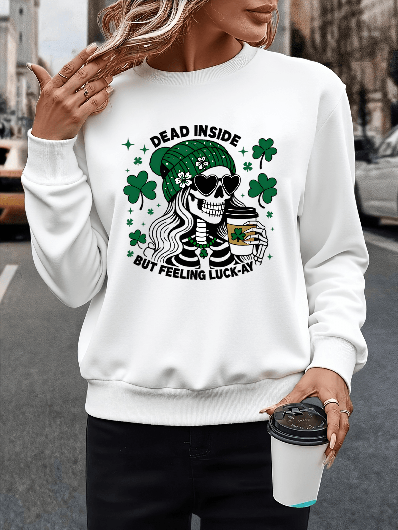 Unisex Dead Inside Baskılı Tasarım Oversize Sweatshirt