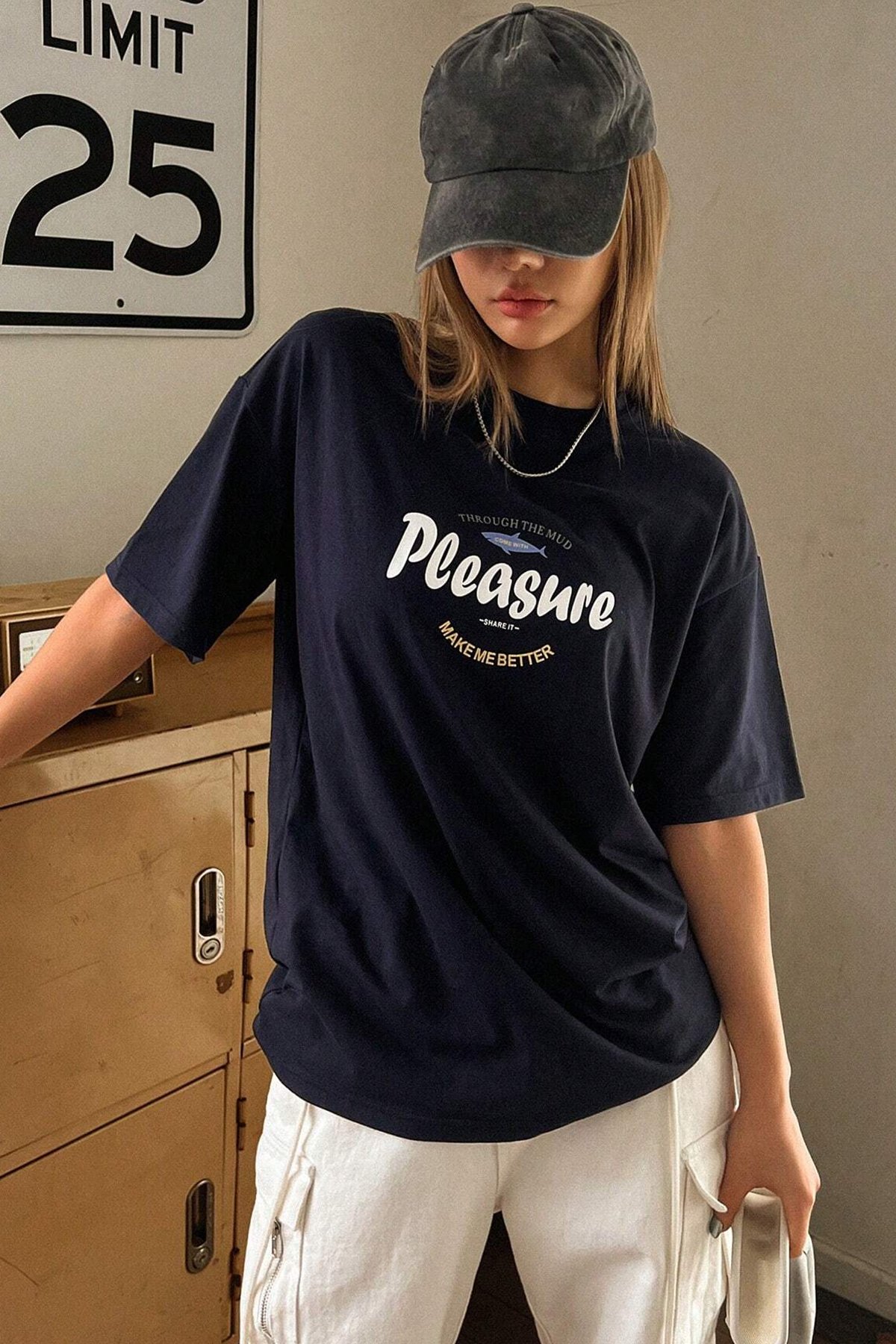 Unisex Pleasure Baskılı Oversize Tshirt