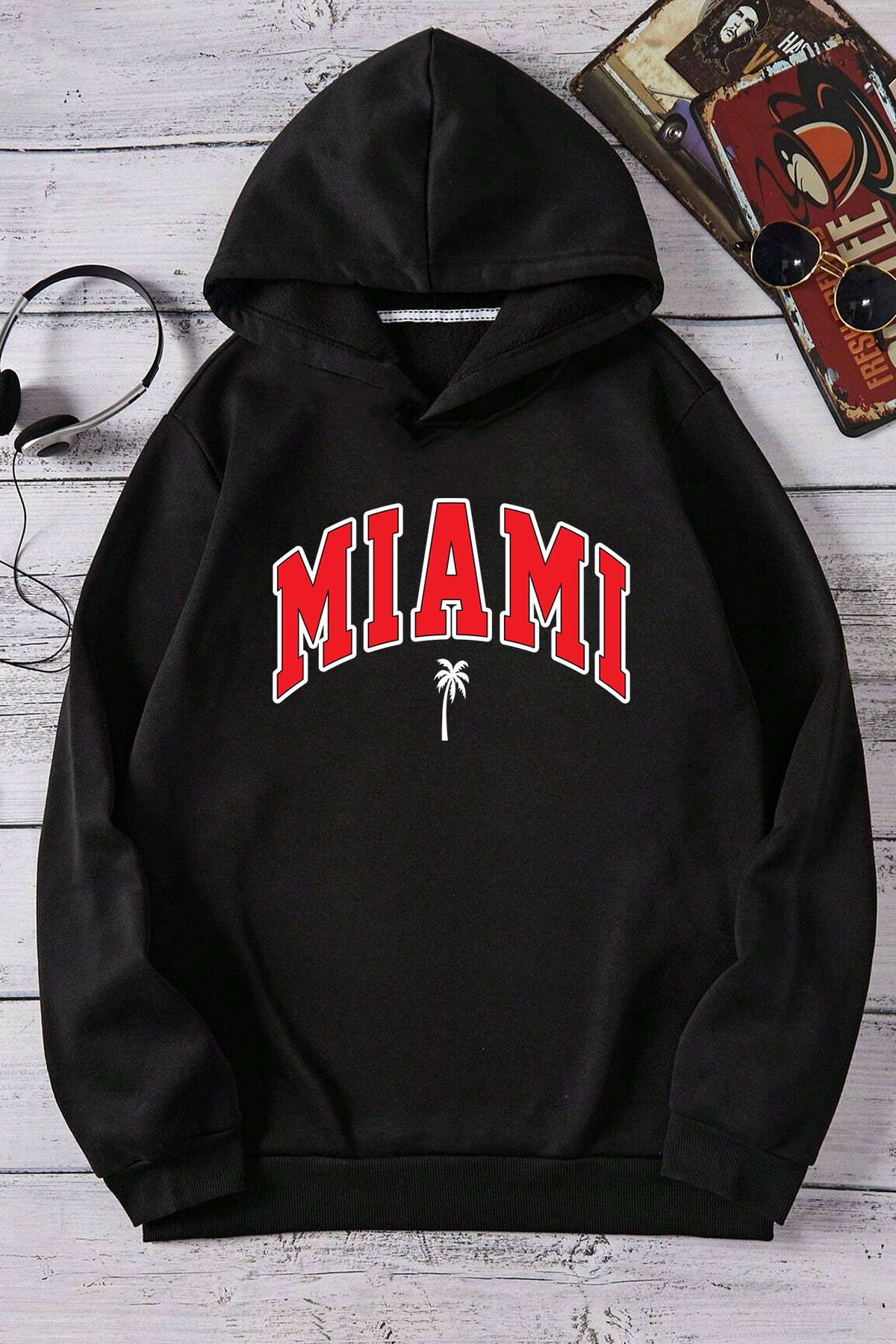 Miami Baskılı Oversize Sweatshirt