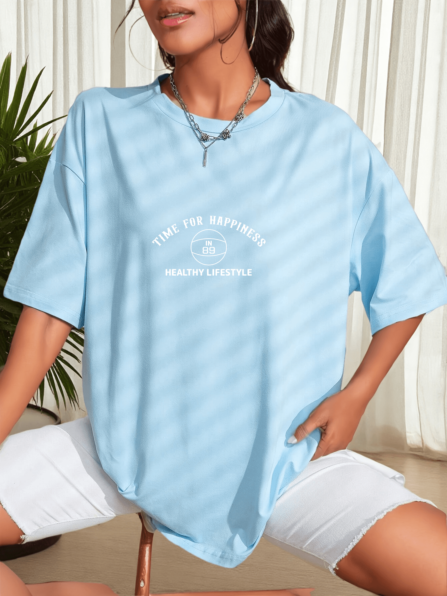 Unisex Time For Happiness Tasarım Basklı Tshirt