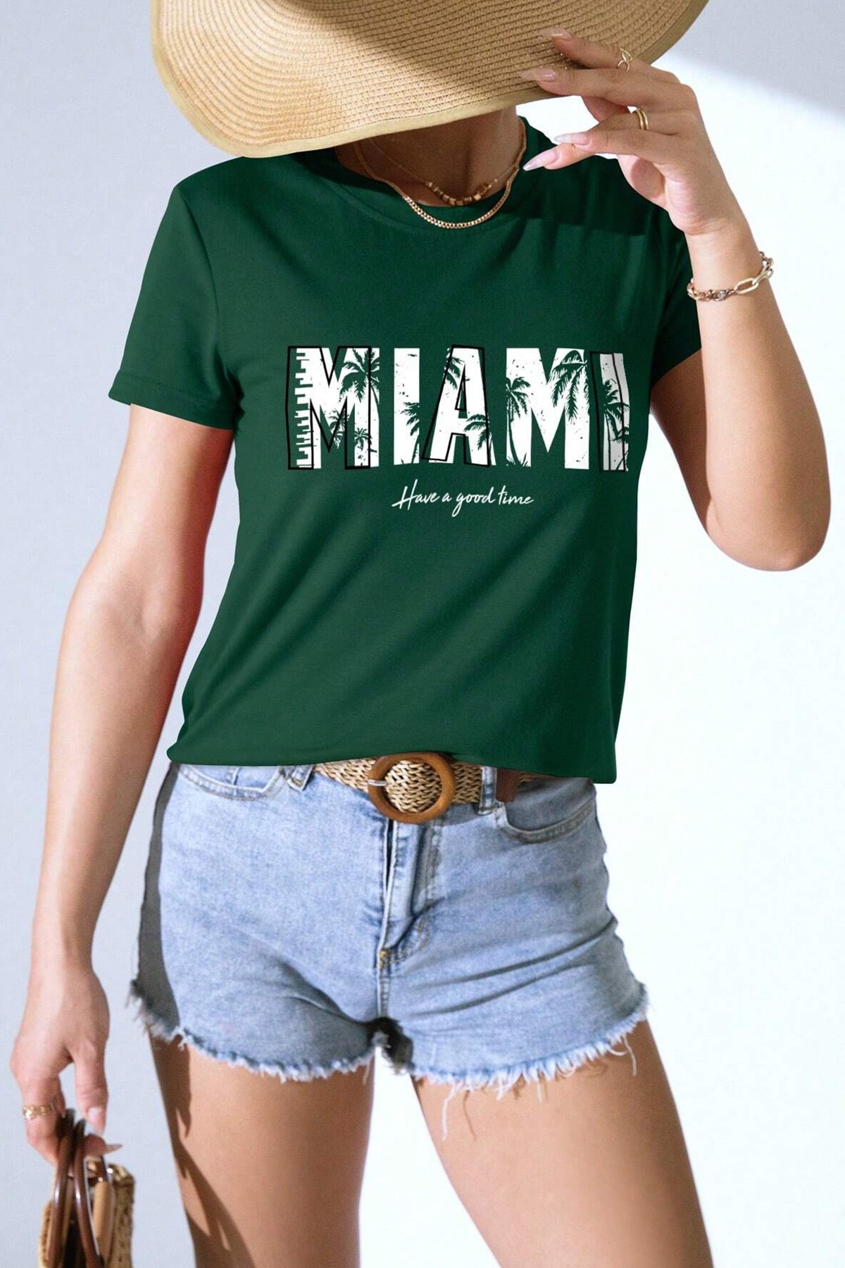 Unisex Miami Baskılı Oversize Tshirt