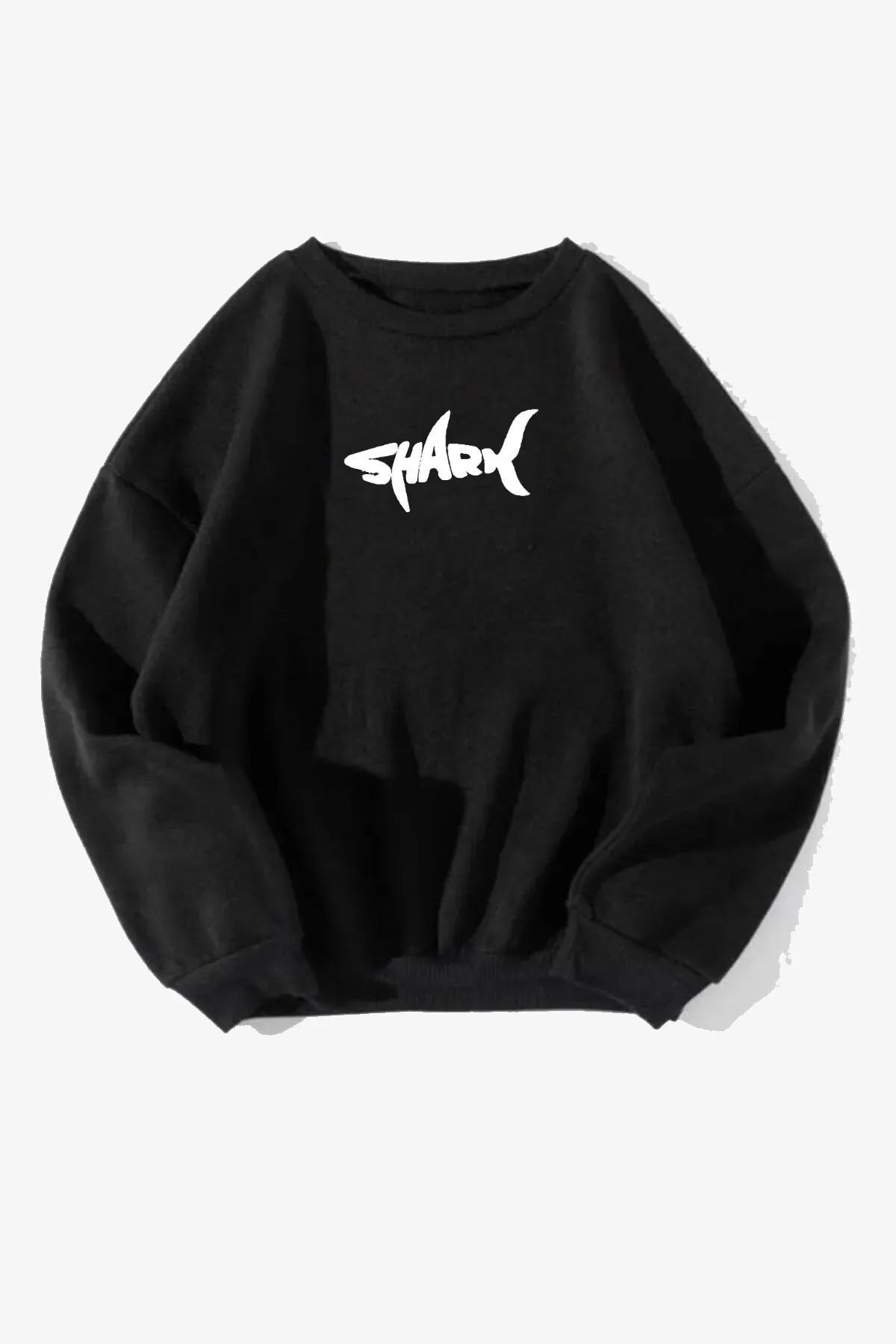 Unisex Shark Baskılı Oversize Sweatshirt