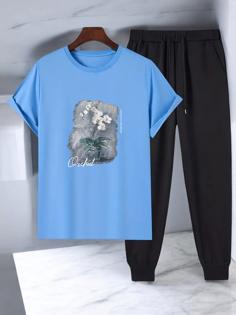 Unisex Saksı Tasarım Basklı Tshirt Eşofman Takımı