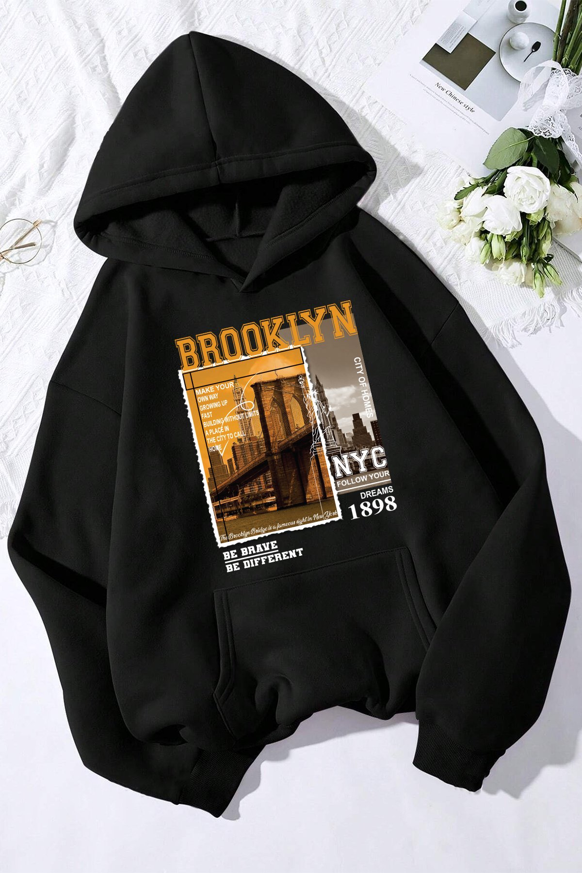 Brooklyn Baskılı Oversize Sweatshirt