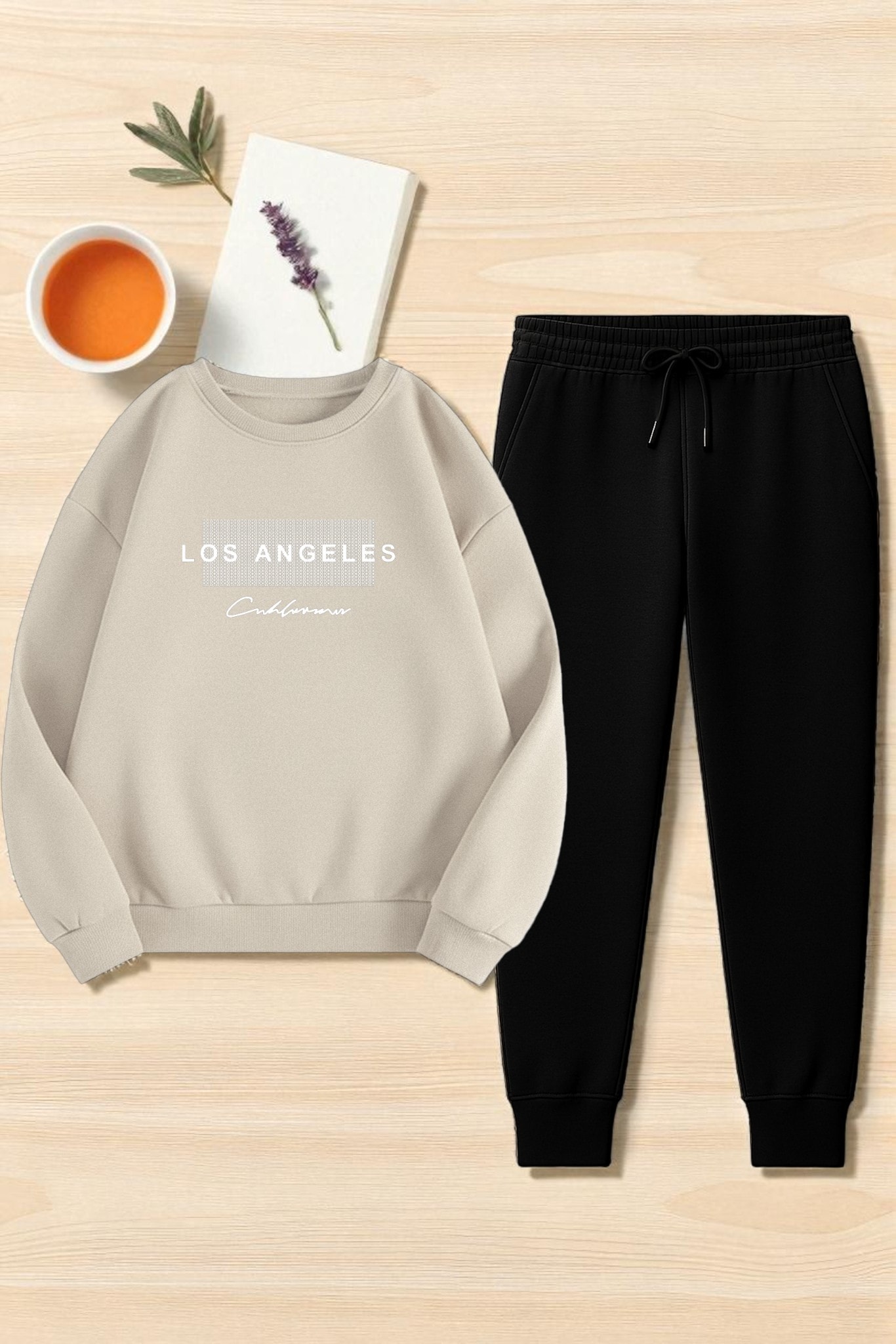 Unisex Los Angeles Baskılı Oversize Sweatshirt