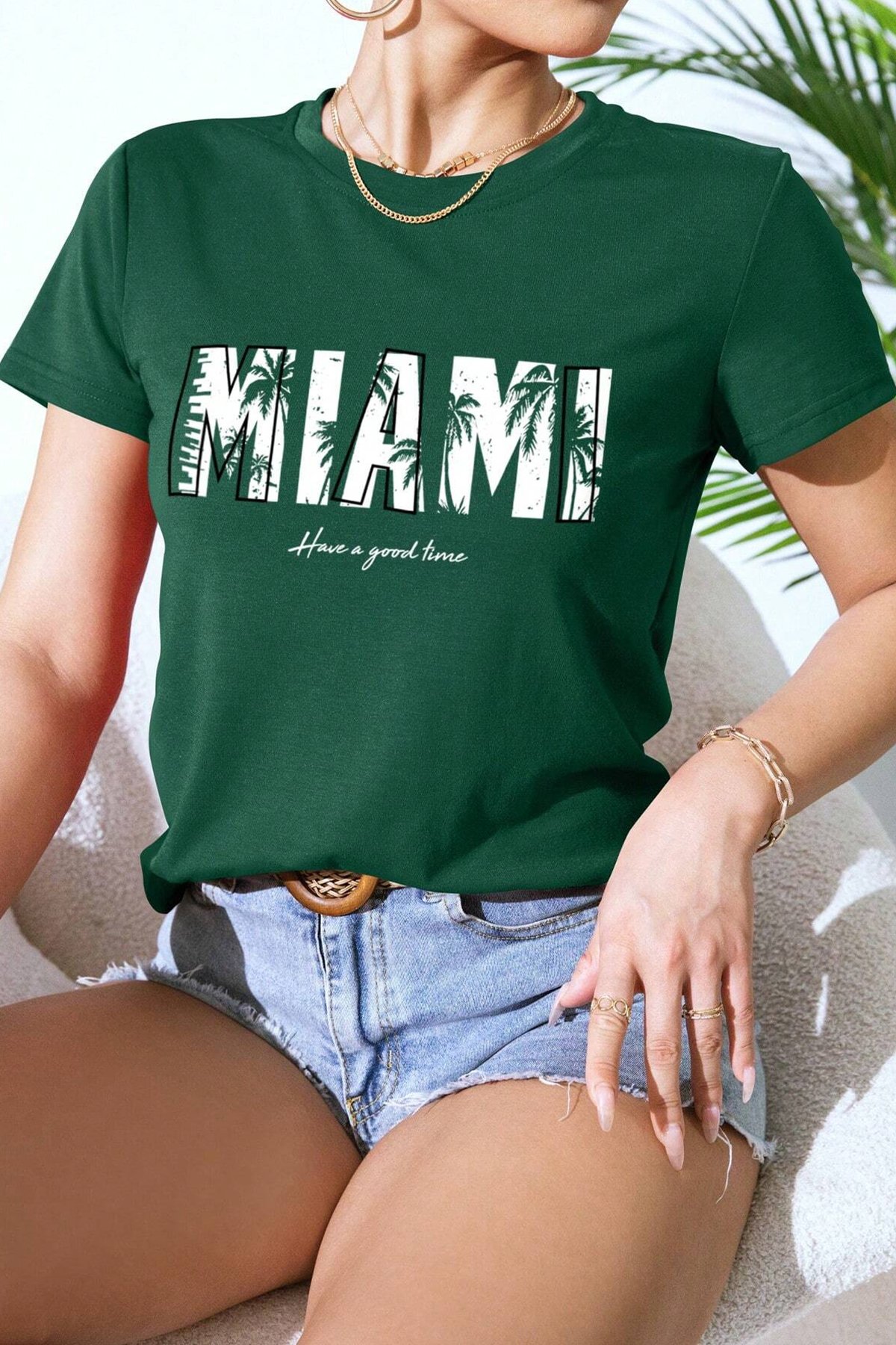 Unisex Miami Baskılı Oversize Tshirt