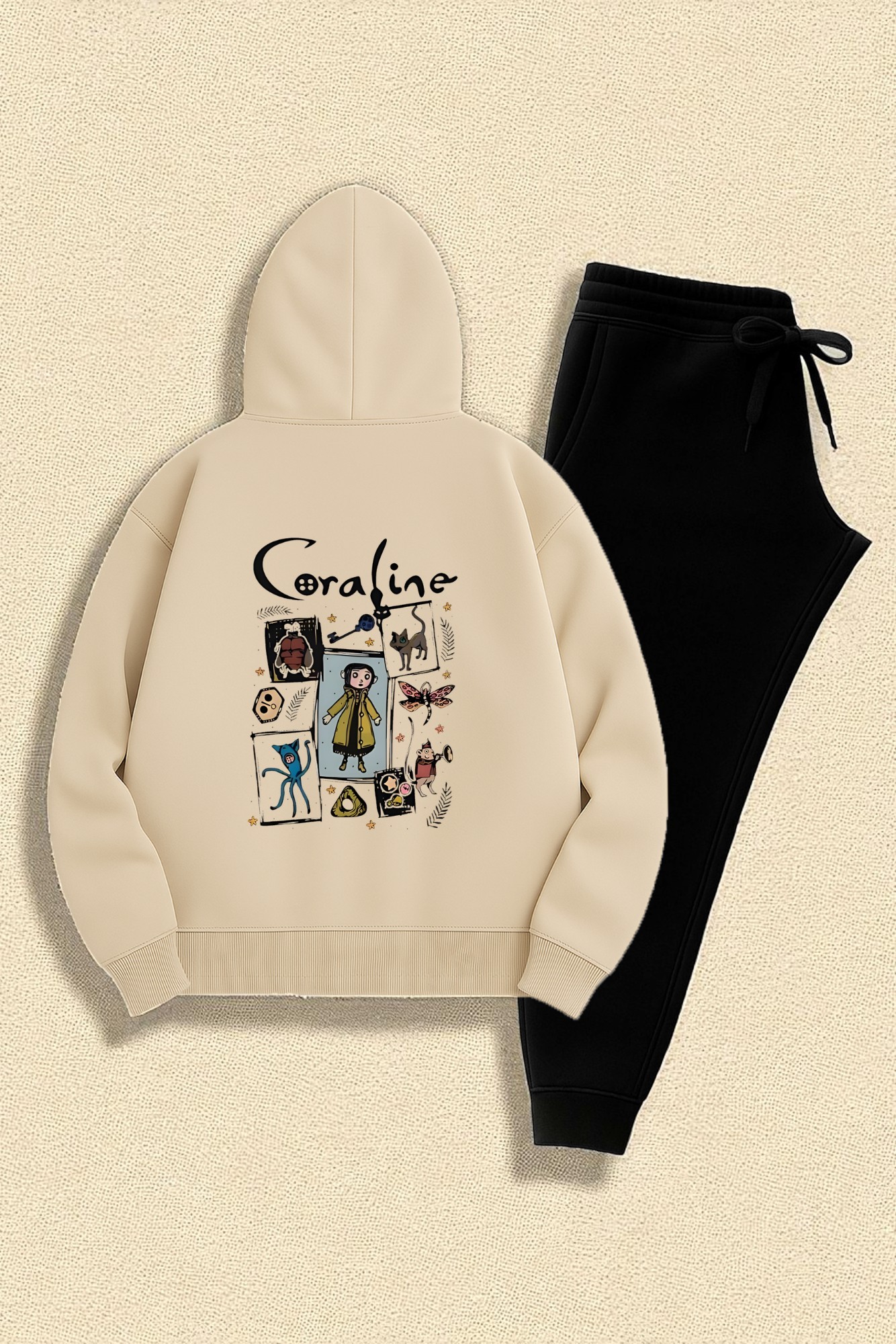 Unisex Coraline Animal Baskılı Oversize Eşofman Takımı
