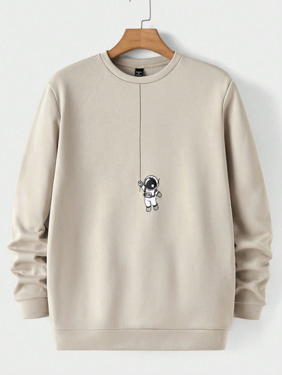 Unisex Astronot Baskılı Oversize Sweatshirt