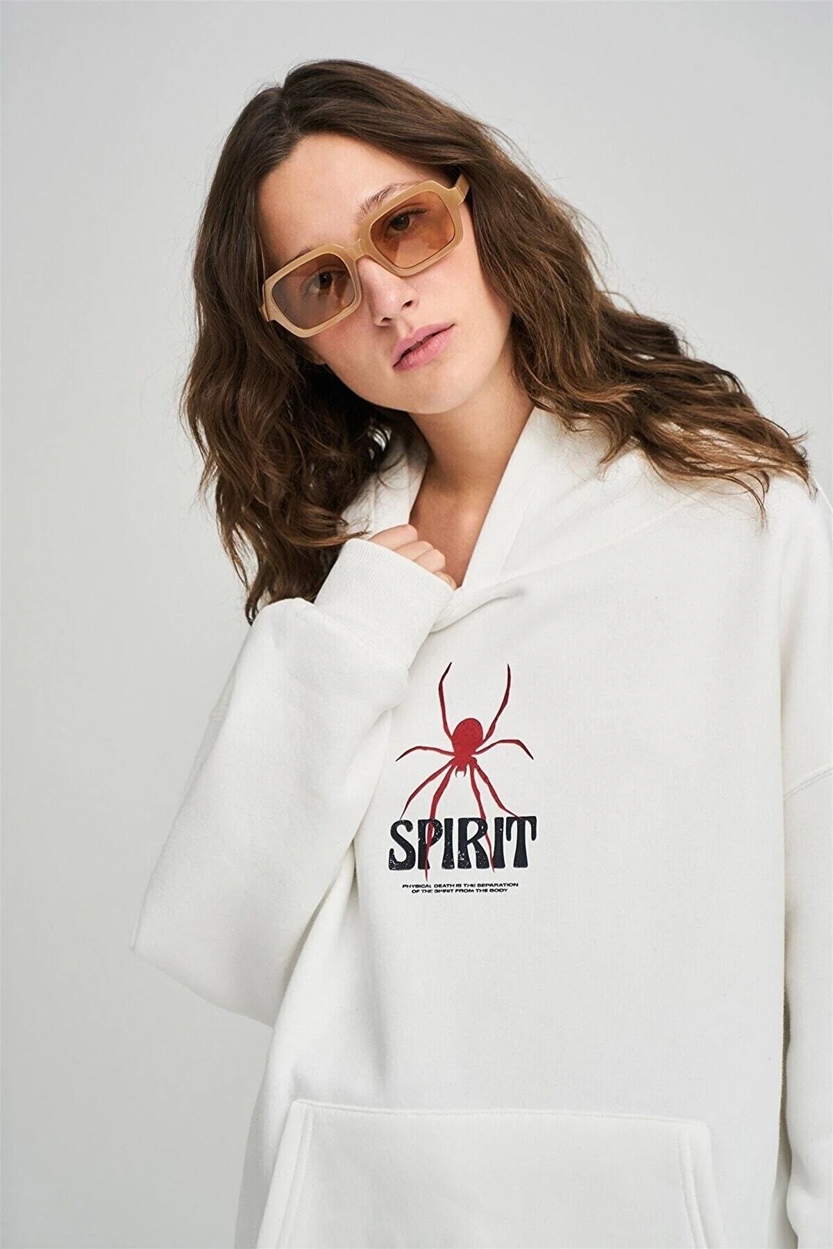 Unisex Spirit Örümcek Sırt Baskılı Oversize Sweatshirt