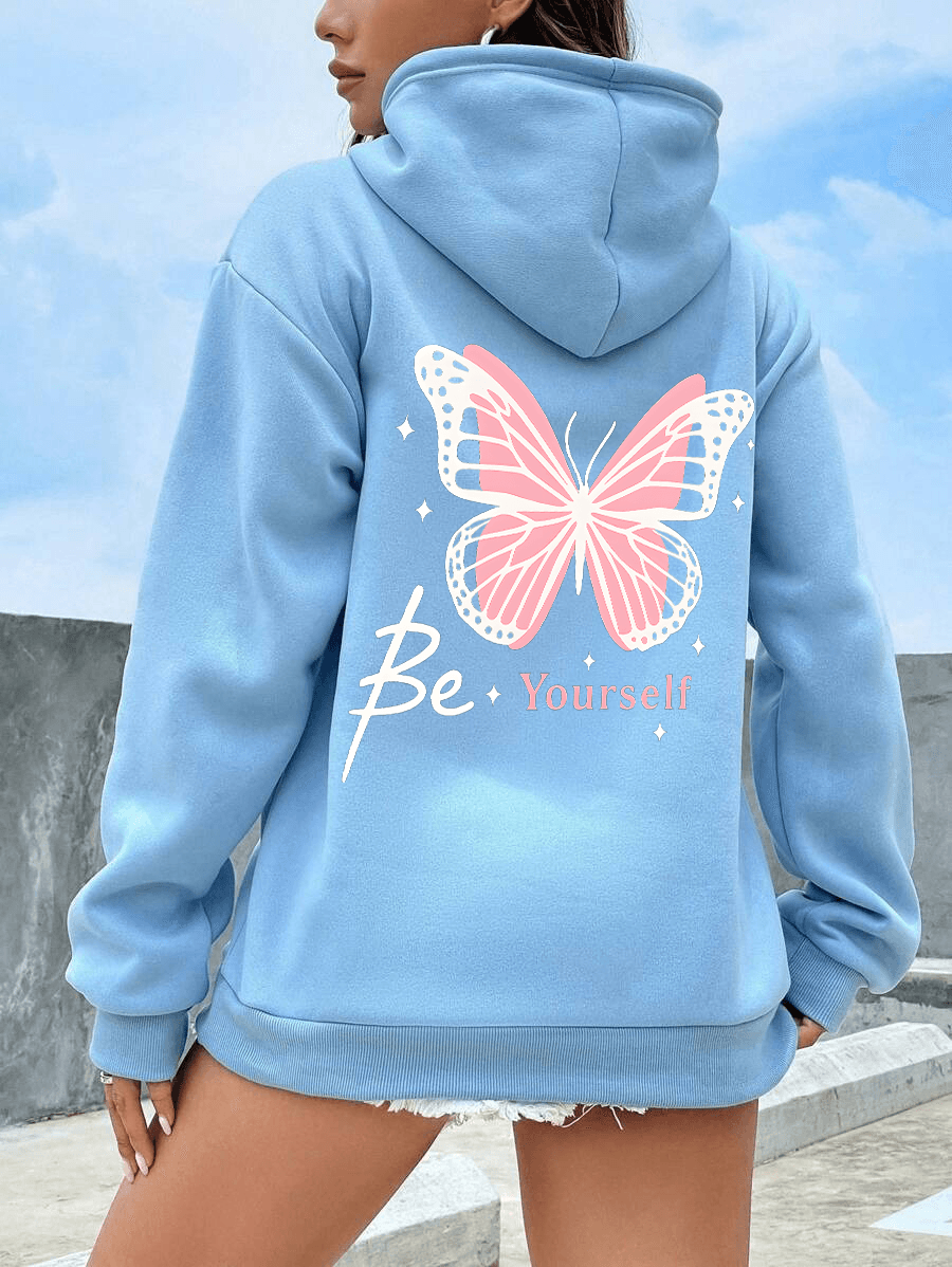 Unisex Be Your Self Baskılı Tasarım Oversize Sweatshirt