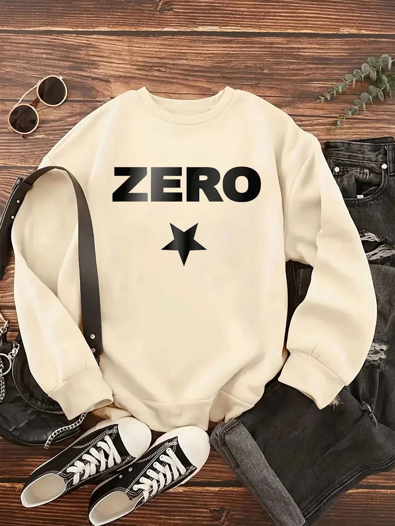Unisex Zero Baskılı Oversize Sweatshirt