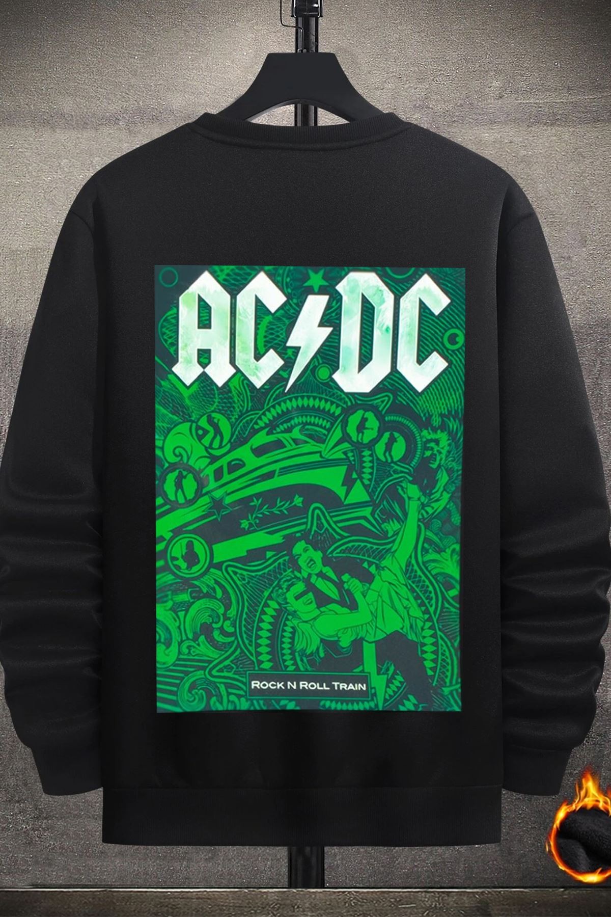 Unisex Acdc Bisiklet Yaka Sweatshirt