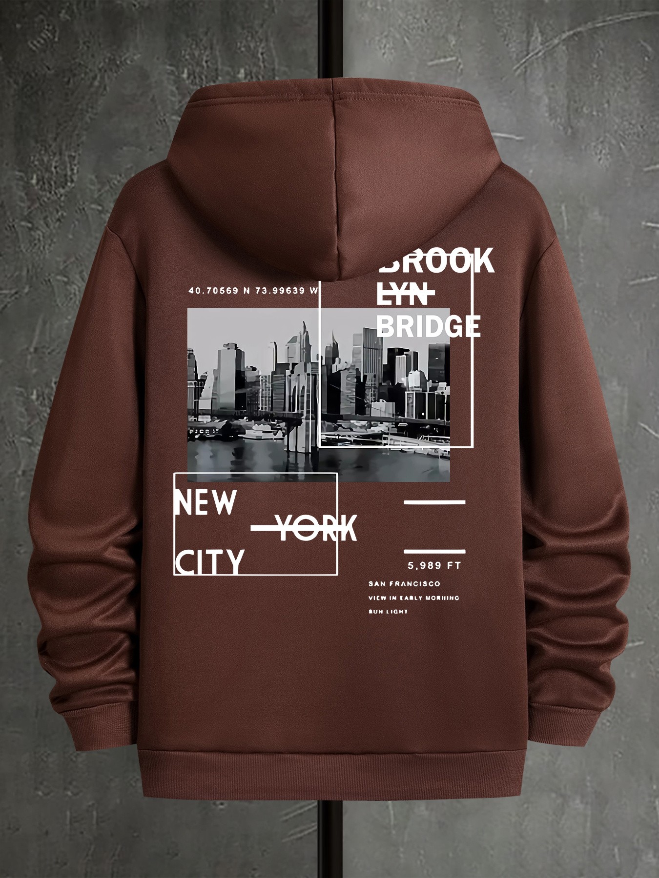 Unisex Brooklyn Bridge Baskılı Oversize Sweatshirt