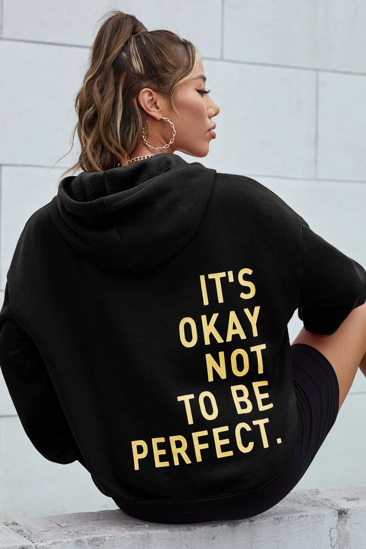 Sırt It's Okay Not To Be Perfect Baskılı Sweatshirt