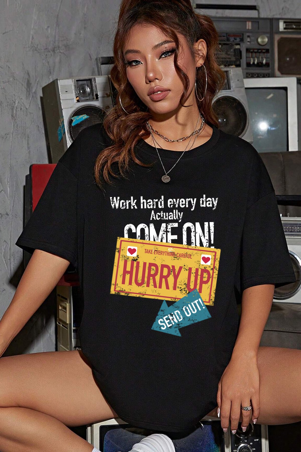 Unisex Hurry Up Tasarım Tshirt