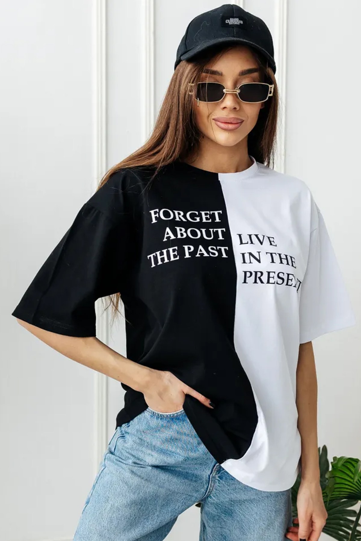 Unisex Forget Live Baskılı Oversize Tshirt