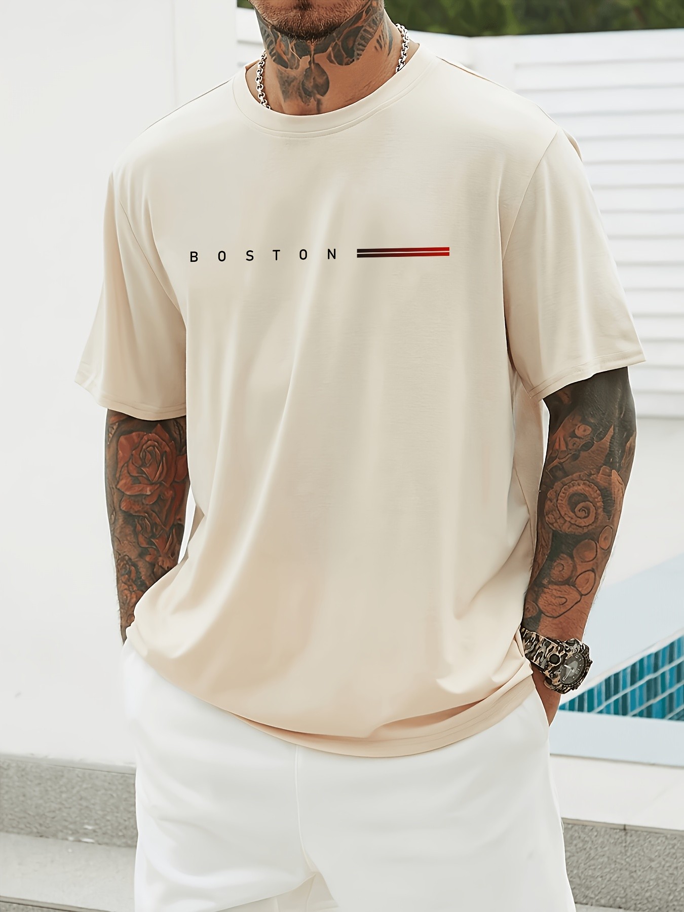 Unisex Boston Tasarım Basklı Tshirt