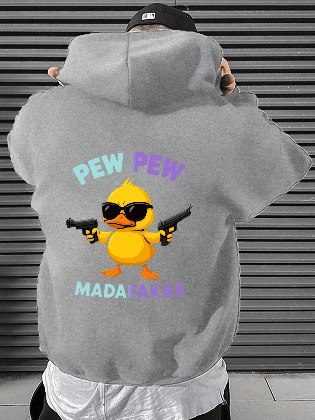 Unisex Pew Pew Karikatur Baskılı Tasarım Oversize Sweatshirt