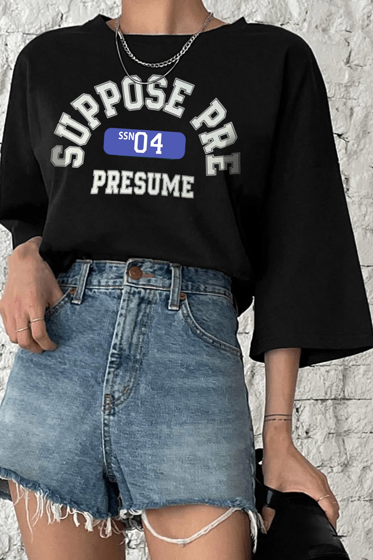 Unisex Suppose Pre Baskılı Oversize Tshirt