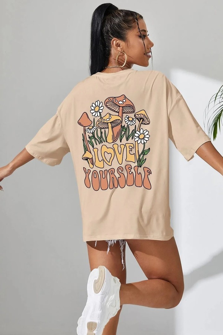 Unisex Love Yourself Baskılı T-shirt