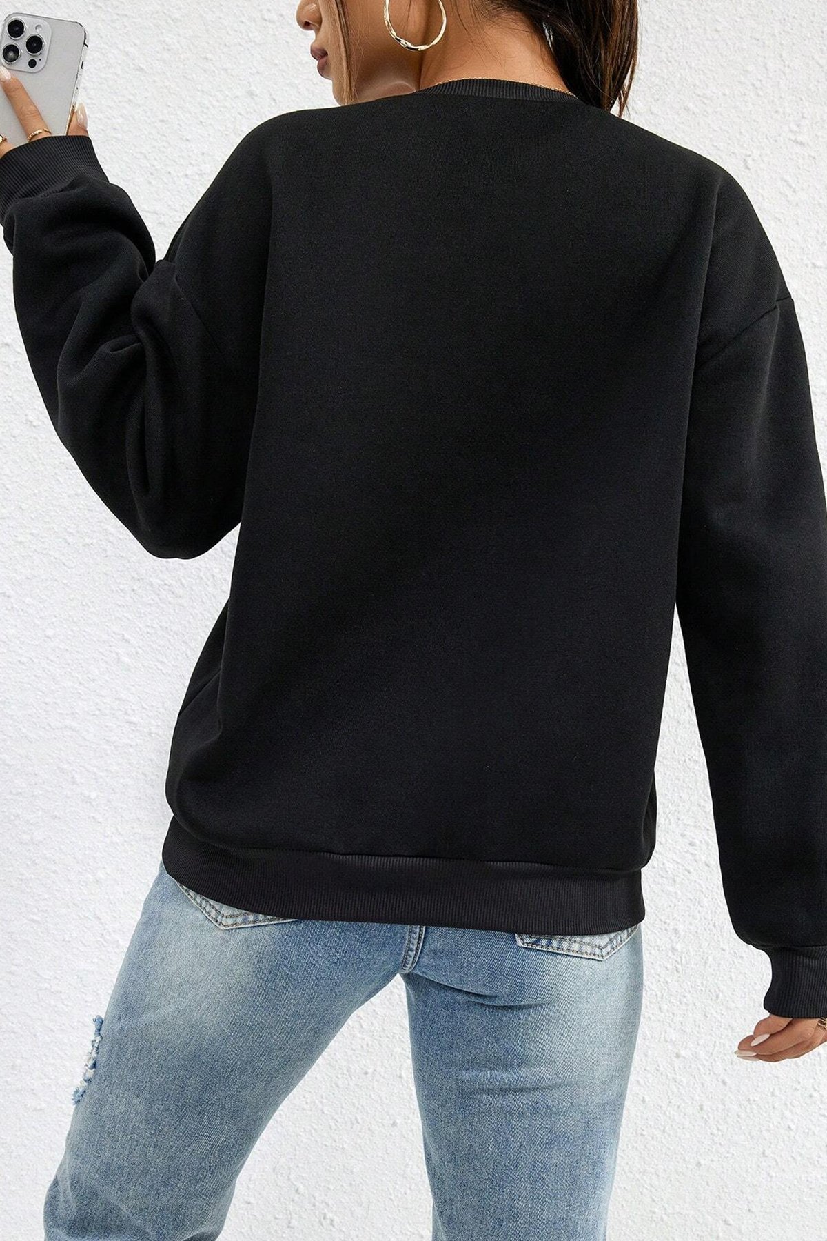 Unisex Nice Baskılı Bisiklet Yaka Sweatshirt