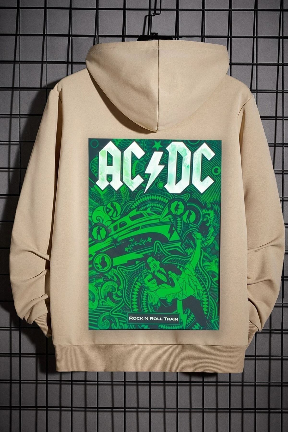 Ac Dc Baskılı Kapüşonlu Sweatshirt