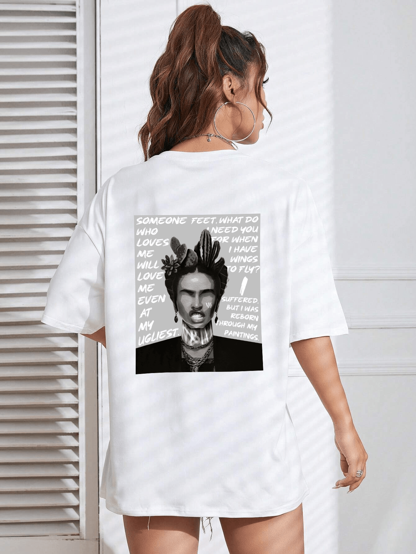 Unisex Frida ve Özel Sözleri Baskılı Tasarım Tshirt