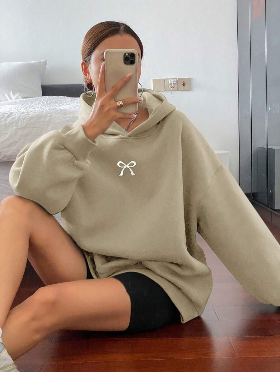 Unisex Minik Kurdele Baskılı Oversize Sweatshirt