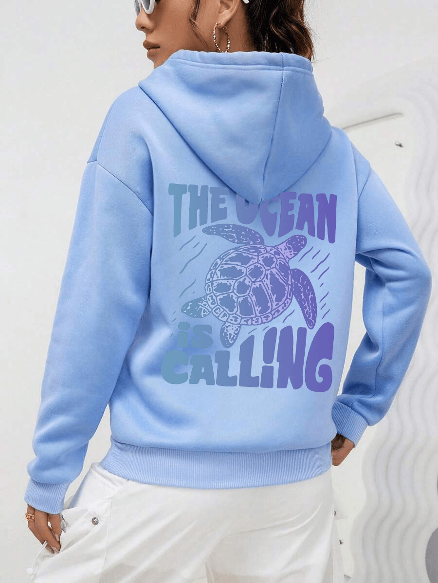 Unisex The Ocean is Calling Baskılı Tasarım Oversize Sweatshirt