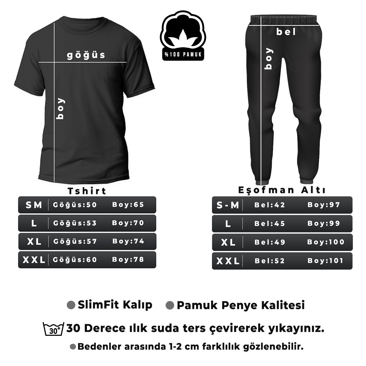 Unisex Scream Siyah Tasarım Basklı Tshirt Eşofman Takımı