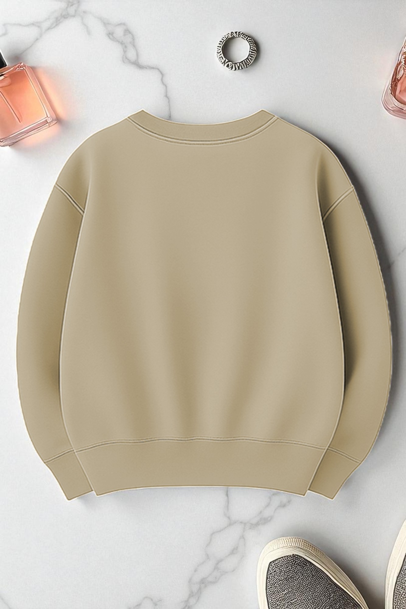 Unisex Leopar Kalp Desenli Baskılı Oversize Sweatshirt