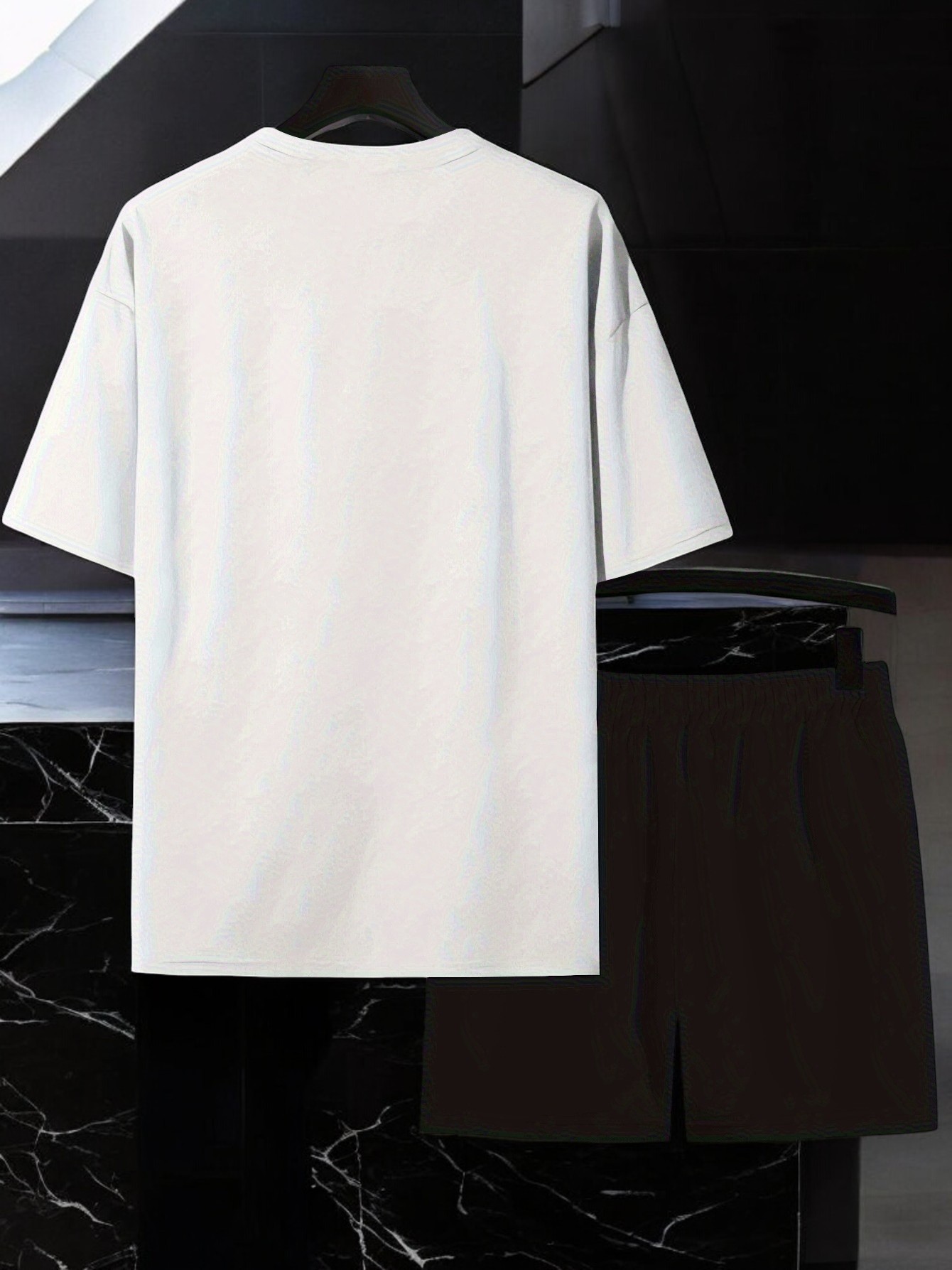 Unisex Yıldızlar Tasarım Basklı Tshirt Şort Takımı