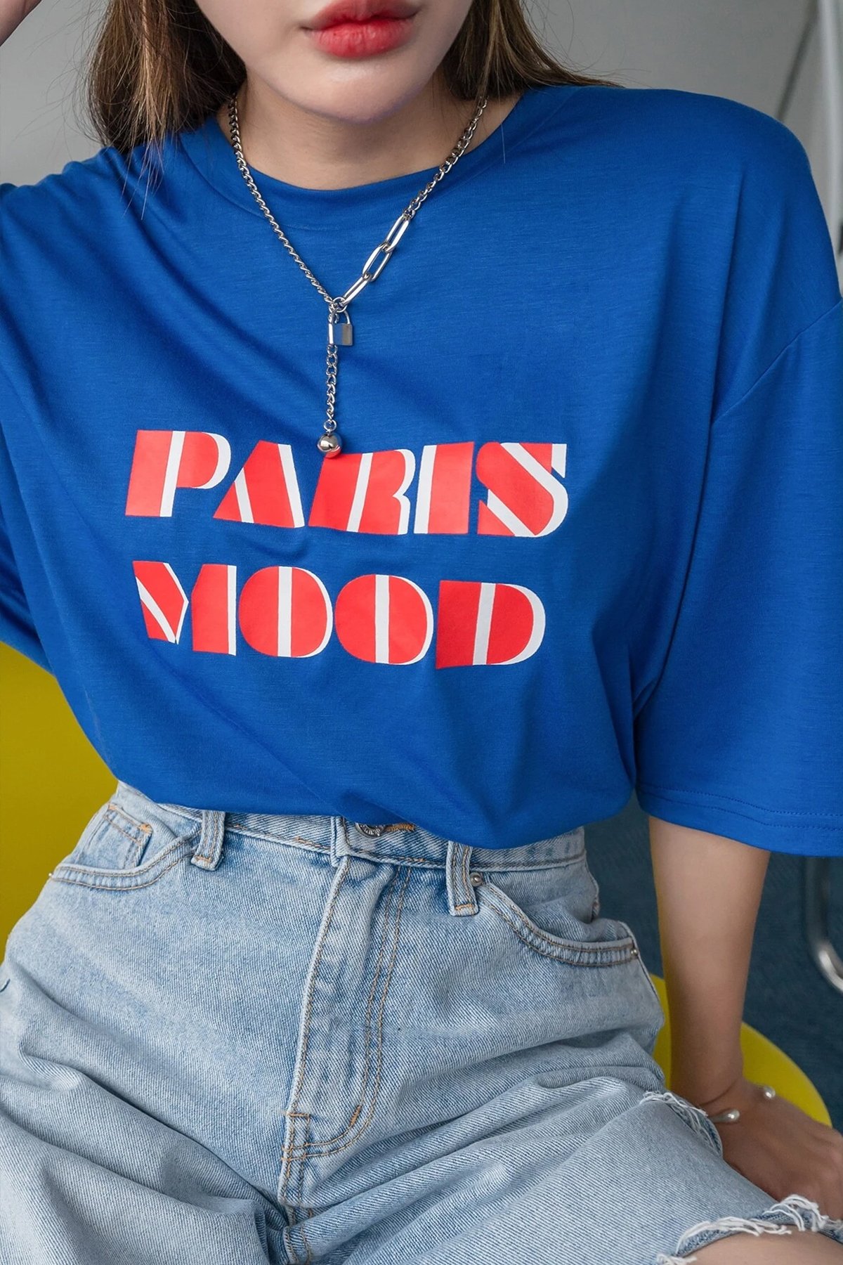 Unisex Paris Mood Baskılı Tasarım Tshirt