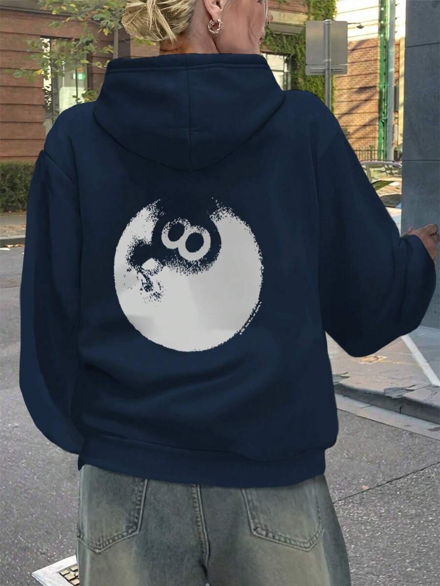 Unisex Bilardo Topu Tasarım Basklı Sweatshirt