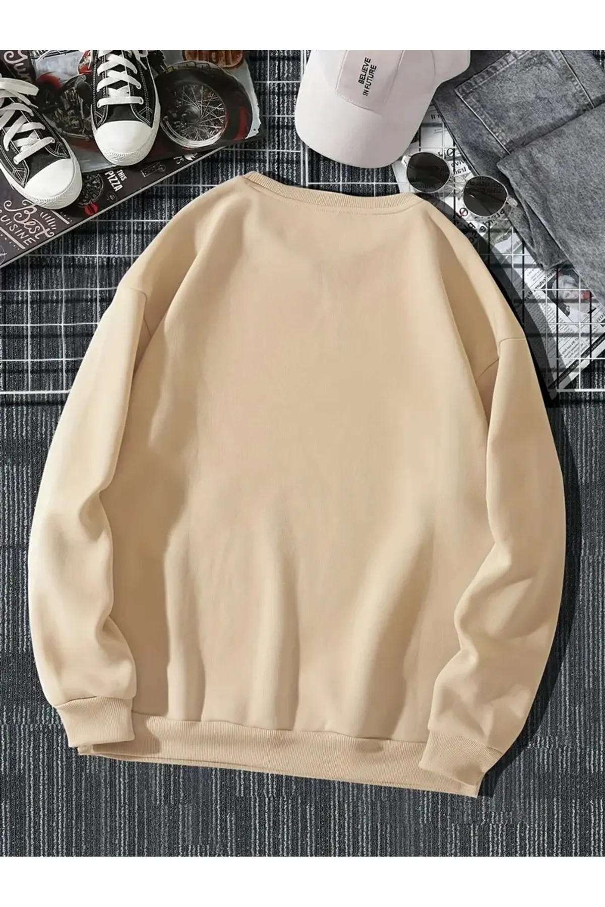 Unisex Tarot Kart Baskılı Oversize Sweatshirt