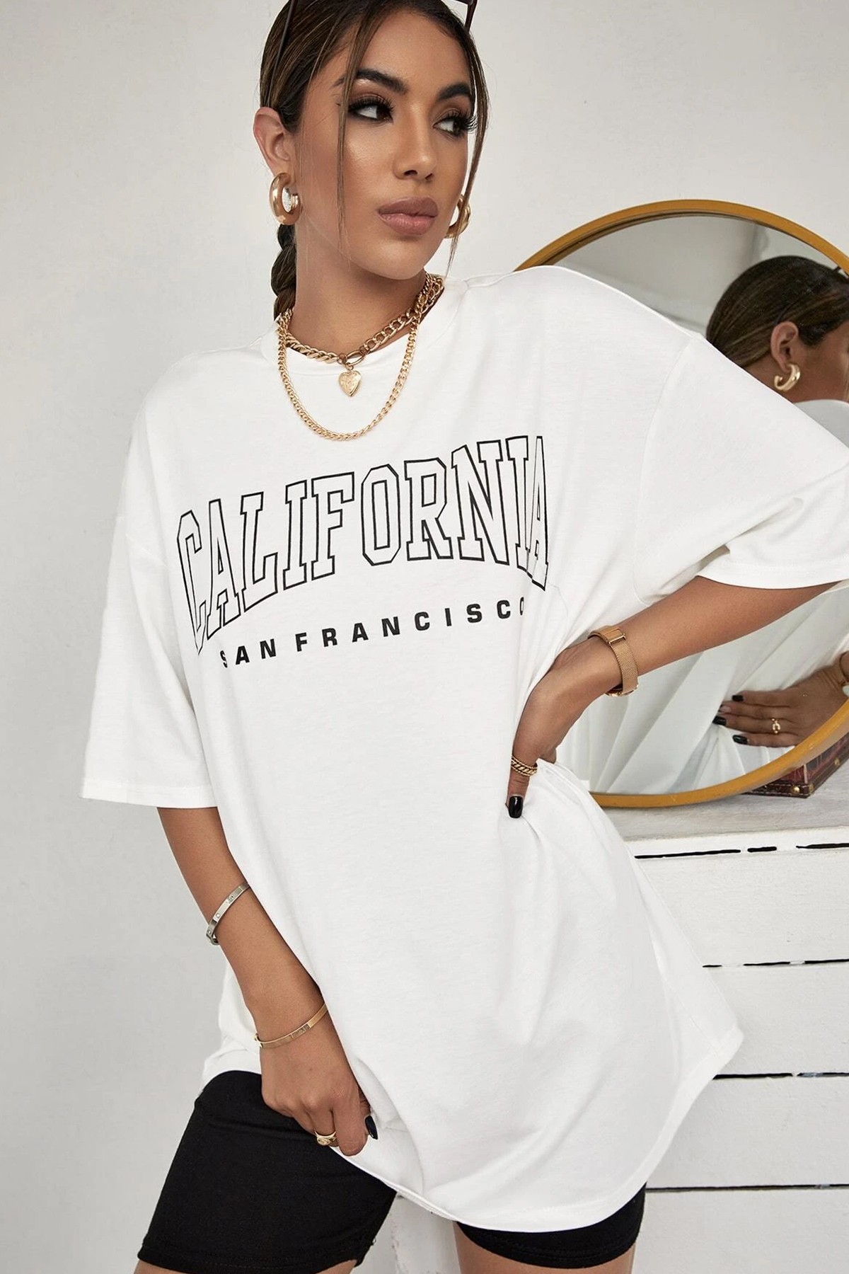 Unisex California Baskılı Tasarım Tshirt