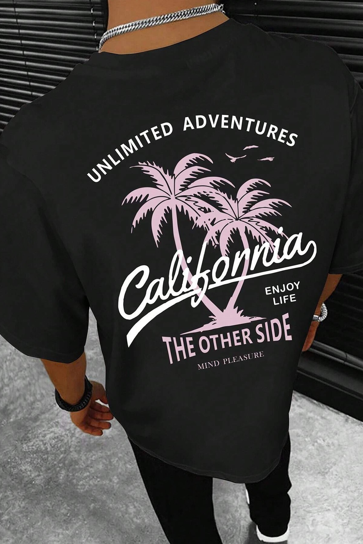 Erkek California Baskılı Oversize Tshirt