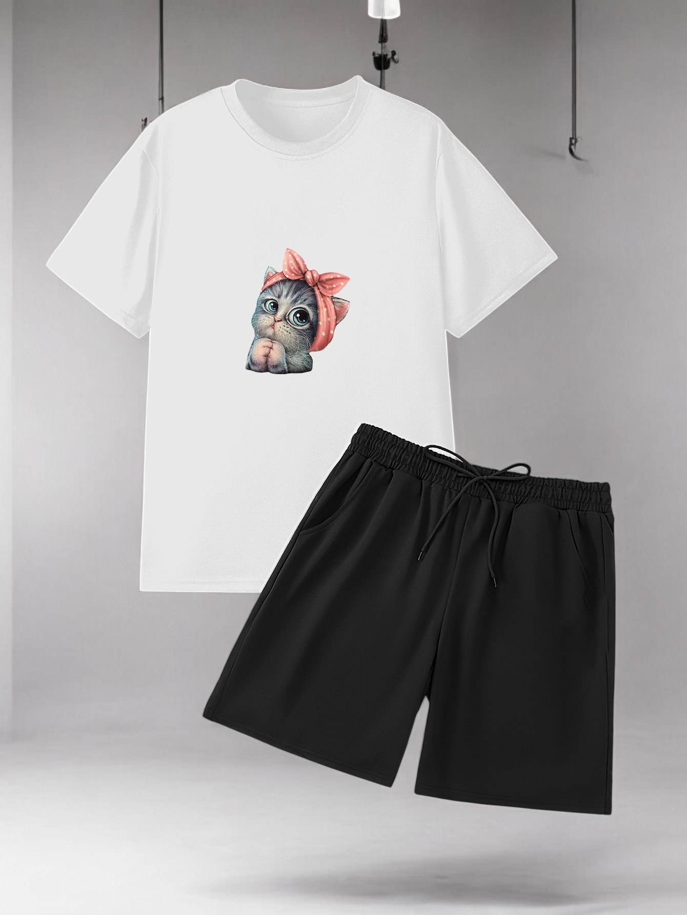 Unisex Minnoş Tasarım Basklı Tshirt Şort Takımı