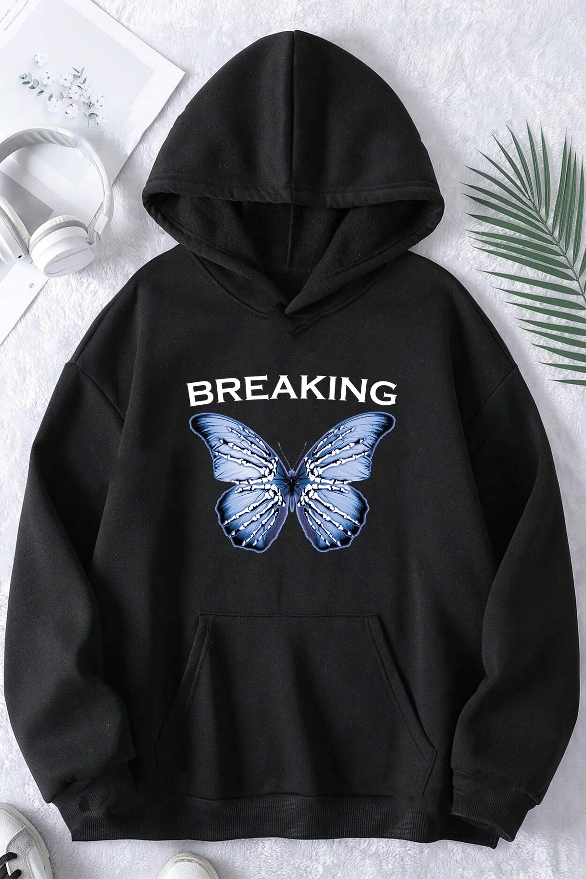 Breaking Baskılı Oversize Sweatshirt