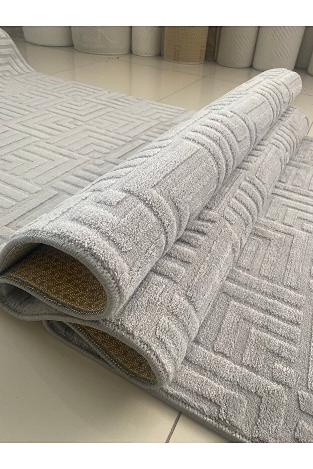 Çeşme Gri Kaymaz Tabanlı Elit Bukle Kesme Salon Koridor Mutfak Halısı Yolluk