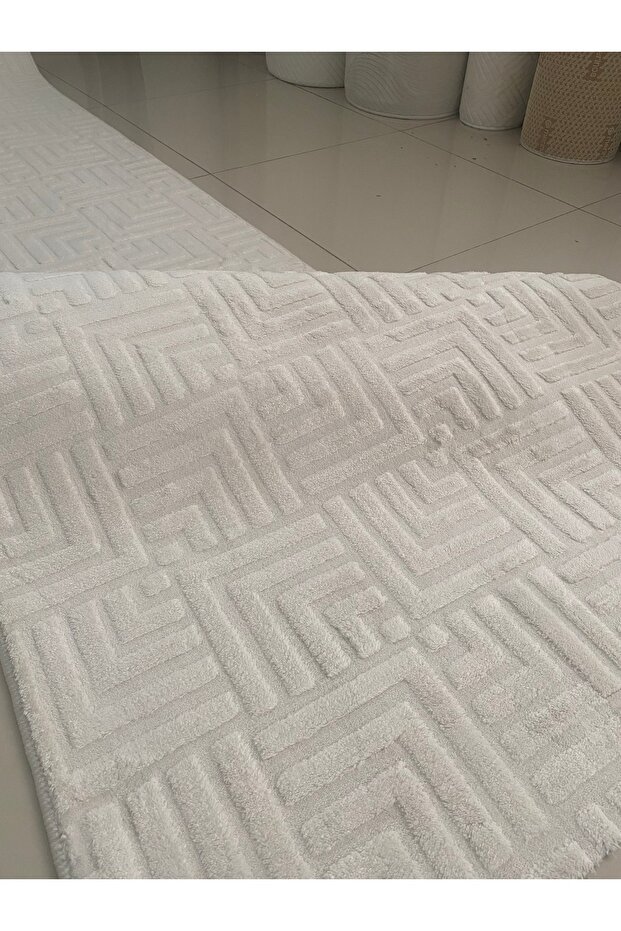 Çeşme Krem Kaymaz Tabanlı Elit Bukle Kesme Salon Koridor Mutfak Halısı Yolluk