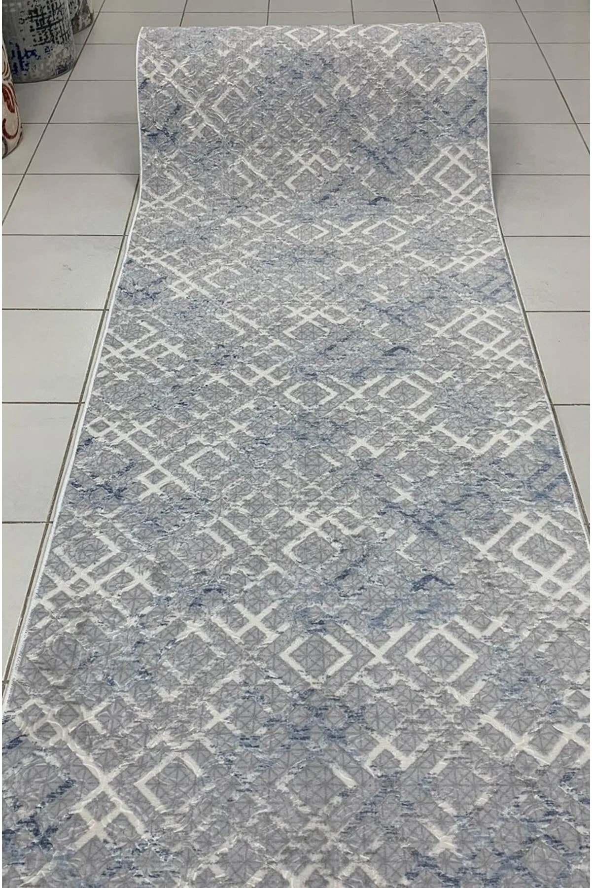 Embos Kaymaz Taban Yıkanabilir Kesme Yolluk Indigo