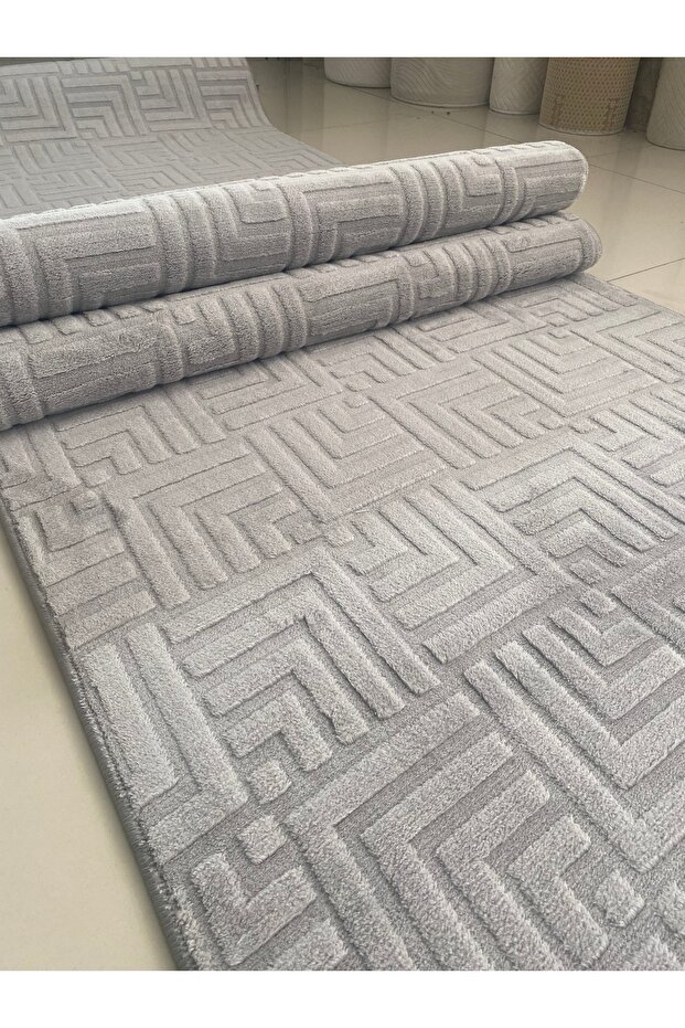 Çeşme Gri Kaymaz Tabanlı Elit Bukle Kesme Salon Koridor Mutfak Halısı Yolluk