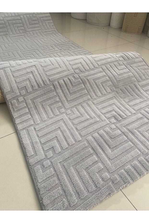 Çeşme Gri Kaymaz Tabanlı Elit Bukle Kesme Salon Koridor Mutfak Halısı Yolluk