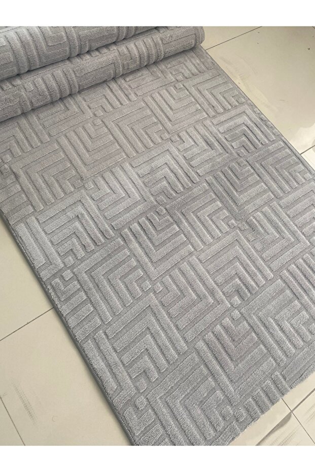Çeşme Gri Kaymaz Tabanlı Elit Bukle Kesme Salon Koridor Mutfak Halısı Yolluk