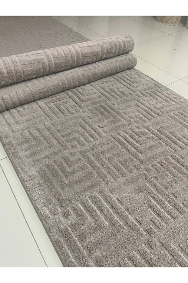 Çeşme Bej Kaymaz Tabanlı Elit Bukle Kesme Salon Koridor Mutfak Halısı Yolluk